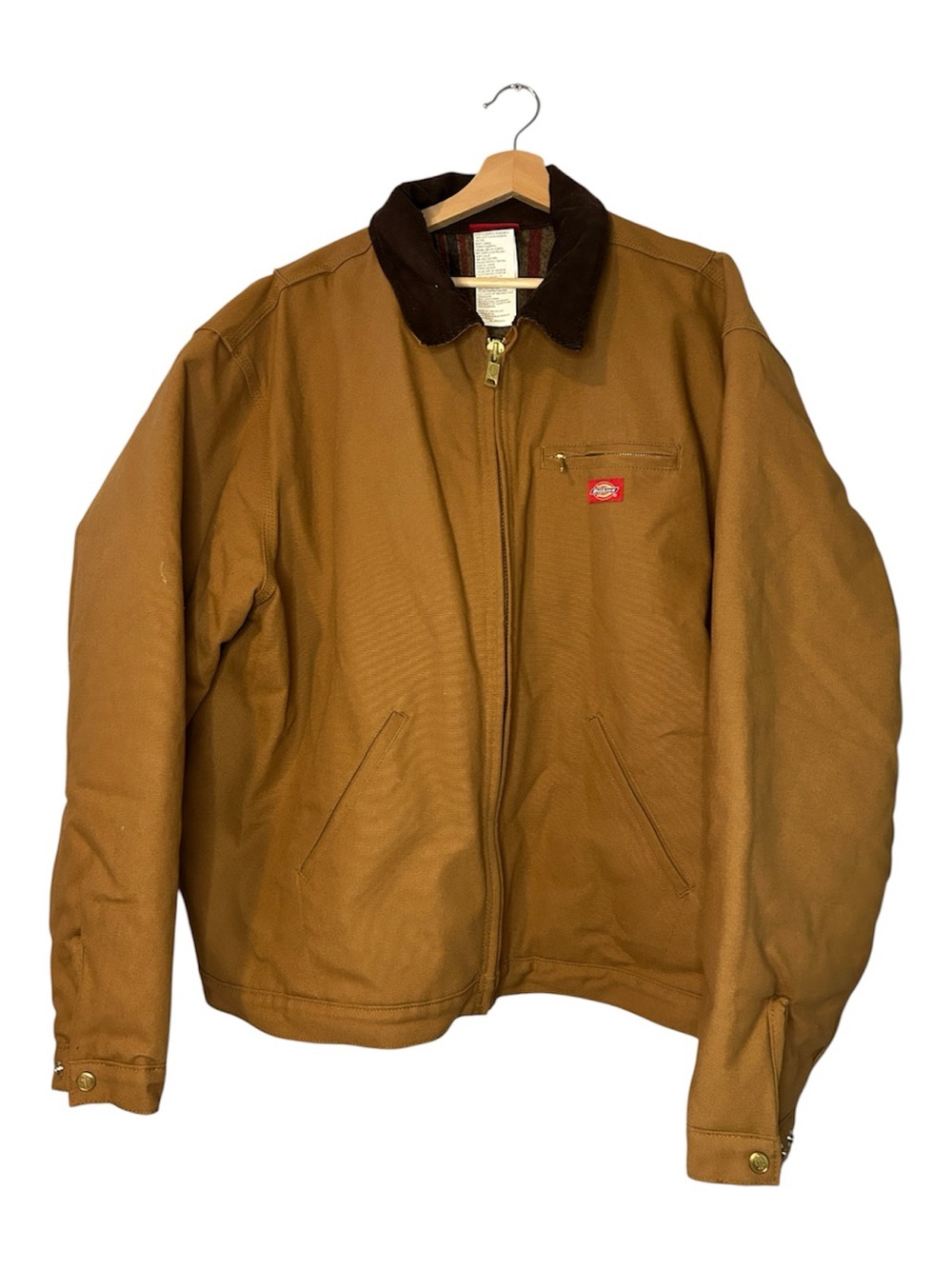 Dickies Tan Canvas Work Jacket with Dark Brown Corduroy Collar
